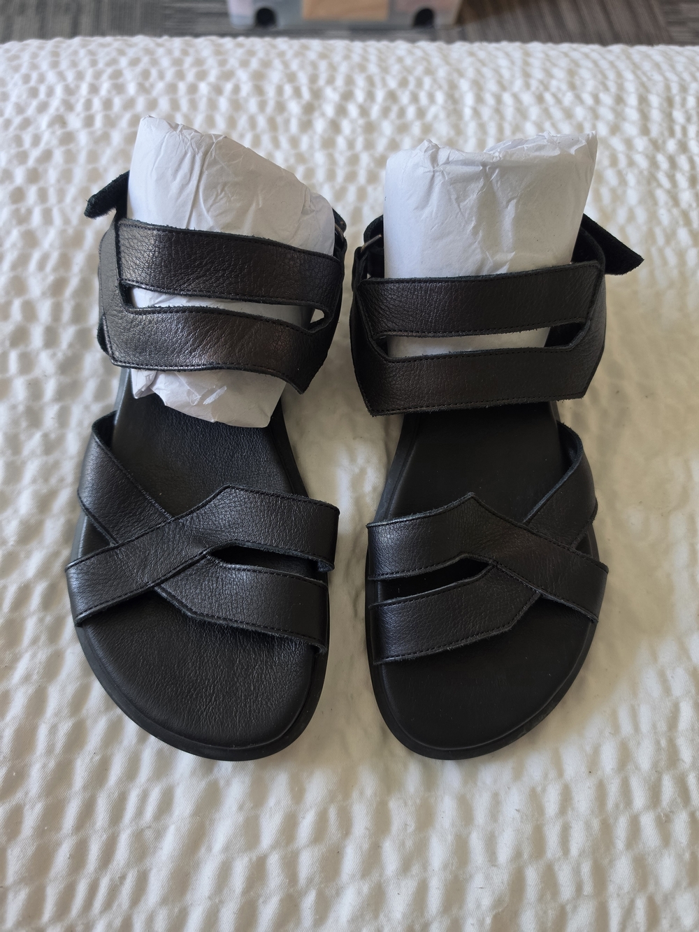 Arche Black Leather Strappy Sandals
